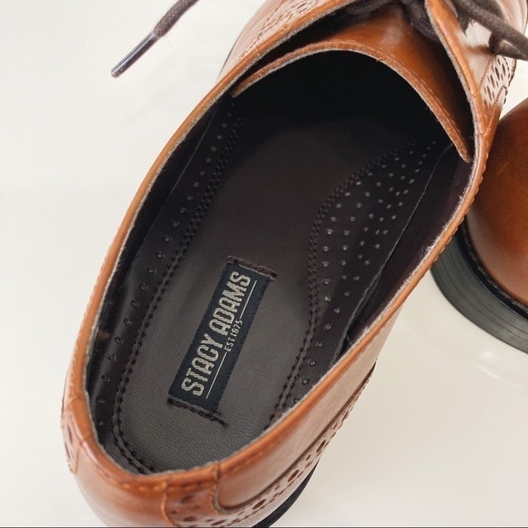 Stacy Adams Prescott Tan Cap Toe Oxford Lace Up Dress Shoe Size 8M - Picture 10 of 16